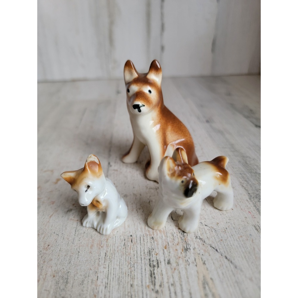 Vintage dog porcelain puppy‎ Shepherd mini home decor figure pet animal